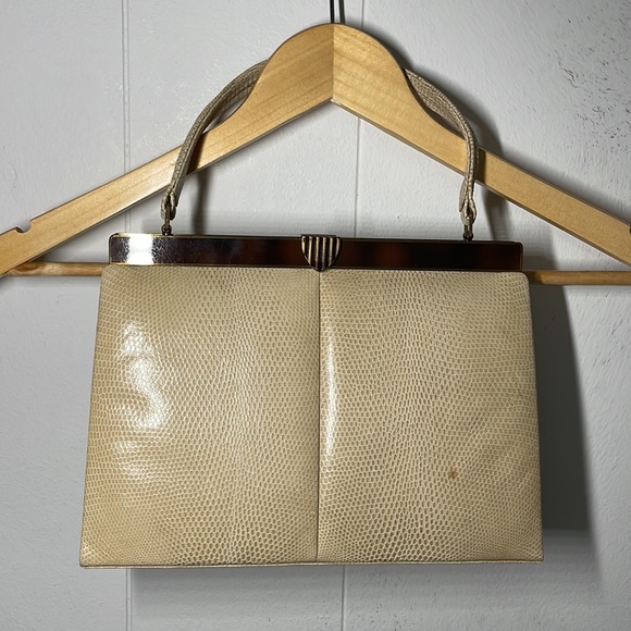 Vintage Mid-Century Genuine Snake Skin and Lacquer Bag - Picture 4 of 17